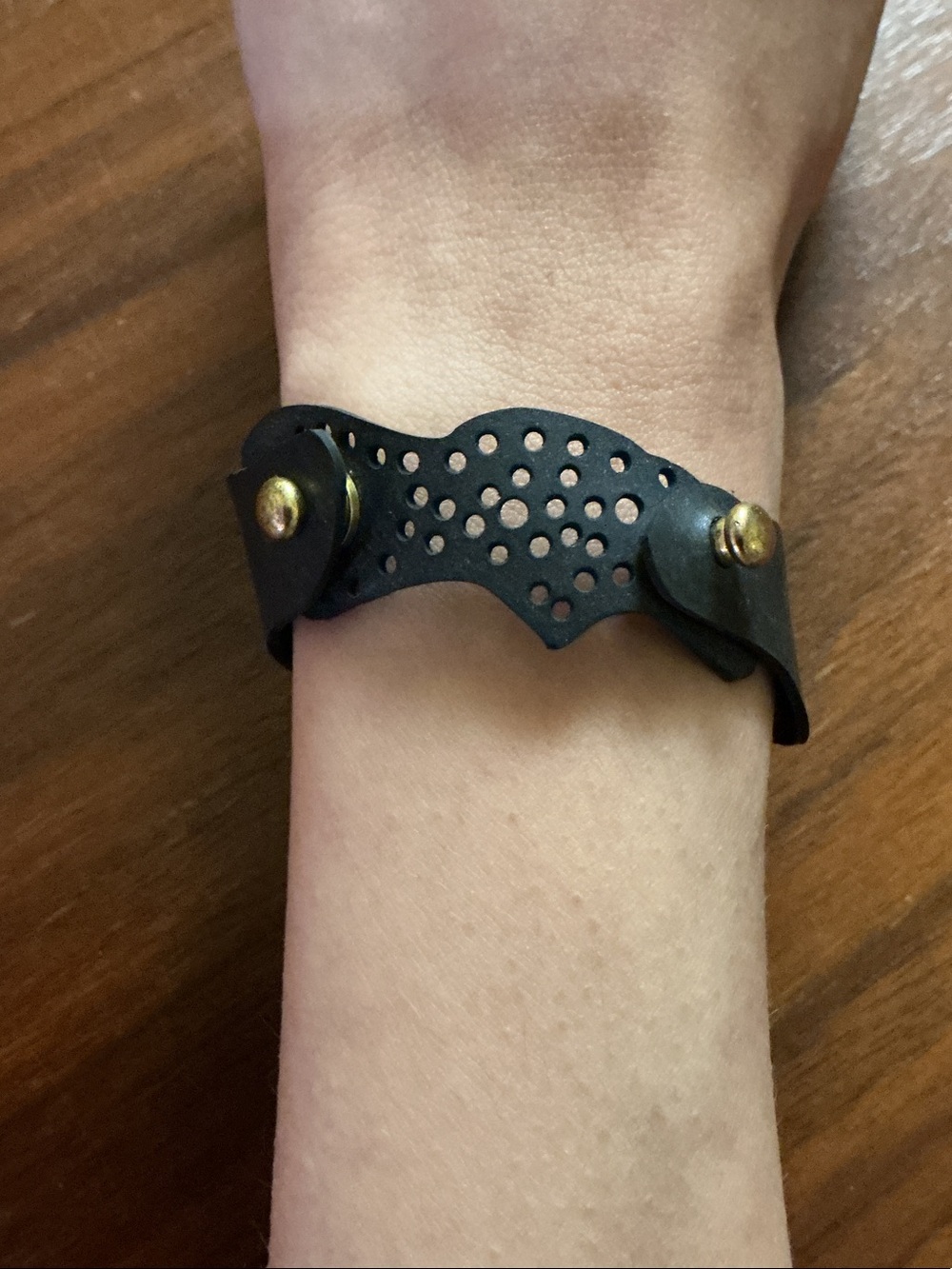 Artisan Made Vegan Leather Slim Cuff with Brass Studs